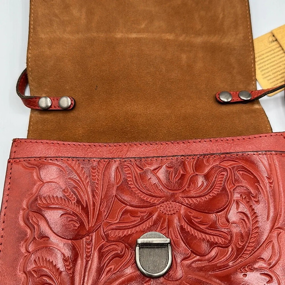 NWT PATRICIA NASH~Lanza Burnished Tooled Ochre Leather Crossbody Bag - Picture 5 of 11